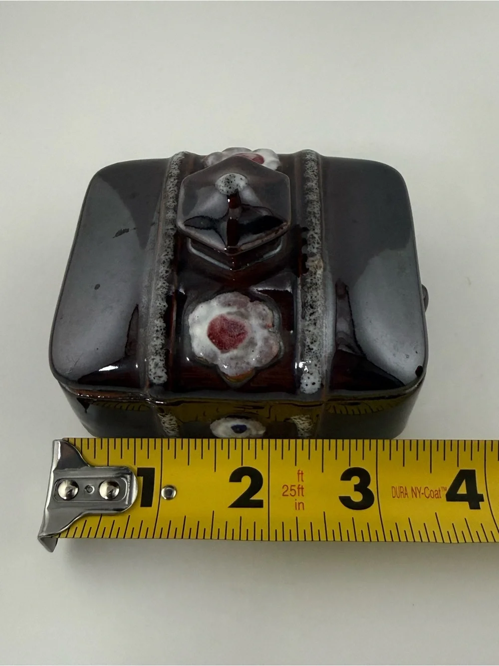 Vintage Japanese ceramic redware cigarette/trinket box